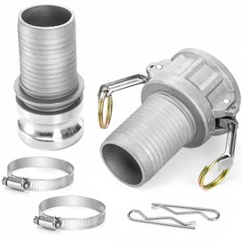 WUWEOT 2 Inch Camlock Fittings C&E, Aluminum Cam and Groove Hose Couplings, Female&Male Camlock x Hose Shank, Quick Hose Couplings Adapter with Clamps for Easy Connect and Disconnect