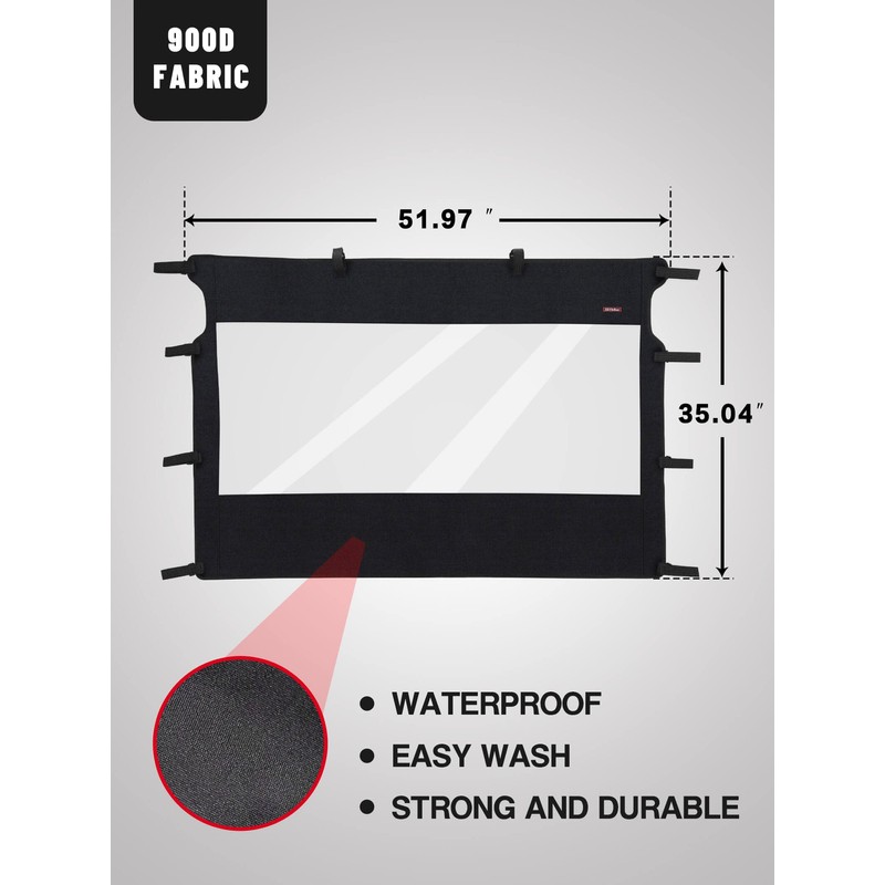 ZIDIYORUO Soft Rear Windshield for Yamaha Rhino & Massimo UTVs