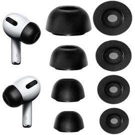 JNSA Premium Memory Foam Tips compatible with AirPods Pro 2nd gen. and 1st gen, No Silicone Eartips Pain. Anti-Slip Eartips, Fit in The Charging Case, 4 Pairs (XS/S/M/L, Foam Black)