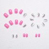24Pcs Flower Press on Nails Short Square Fake Nails with