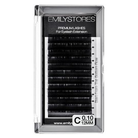 Eyelash Extensions 0.10mm Thickness C Curl Length 12mm Silk Mink Fake Eye Lashes In One Tray                                                          