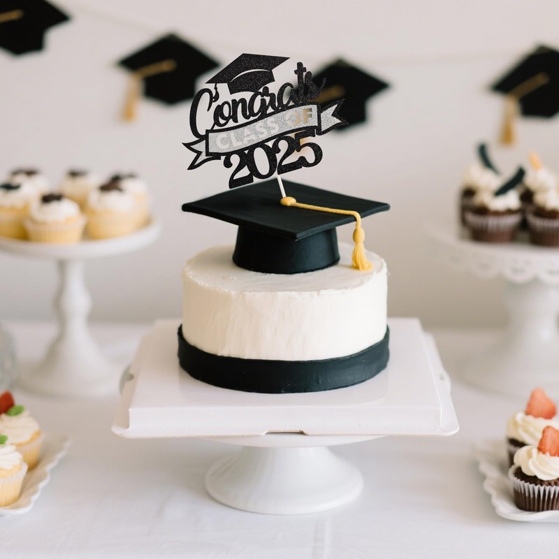 EMORBALS Graduation Cupcake Toppers 2025, Class of 2025 Cupcake Toppers,