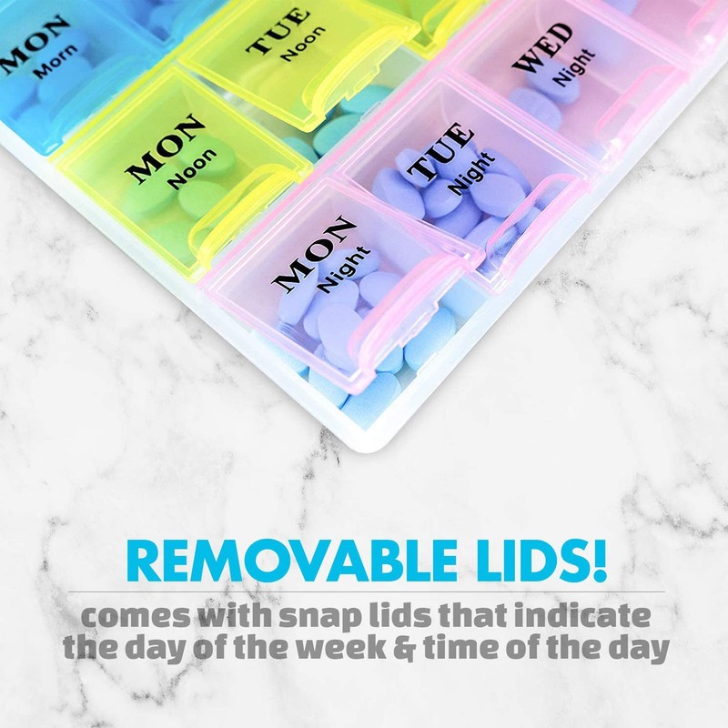 7 Day Pill Organizer, 3 Times a Day Pill Planner,Weekly