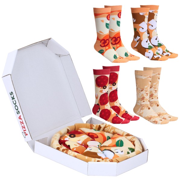 POPCRAZE - 4 Pairs Pizza Socks in a Box with