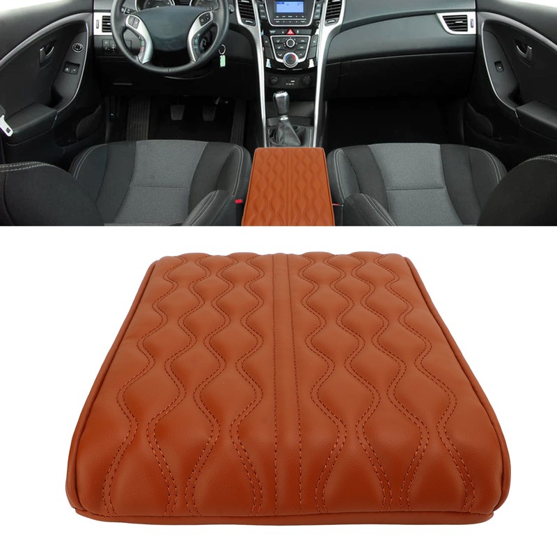 Center Console Armrest Cover Pad Universal PU Leather Waterproof Elastic
