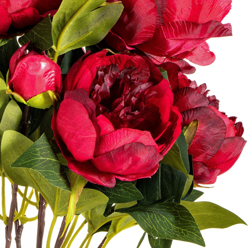 Vickerman 23'' Everyday Artificial Red Peony Bush - Realistic Faux