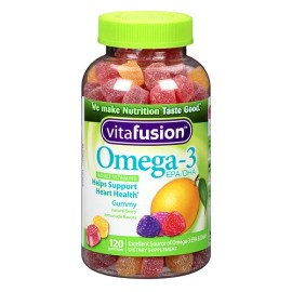 Vitafusion Omega 3 EPA/DHA, Adult Vitamins 120 Gummies, Lemon, Berry, & Cherry