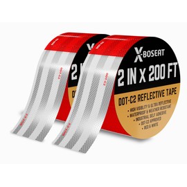 X-BOSEAT Reflective Tape, Trailer Reflector Tape Self Adhesive, Durable and Waterproof - DOT C2 for Marking Areas, Objects and Vehicles (2IN x 200FT)