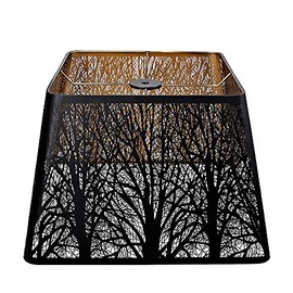 Medium Square Lamp Shades, ALUCSET Metal Lampshade with Pattern of Trees for Table Lamp and Floor Light, 9 x 12 x 8.5 Inch, Spider (Black/Gold)