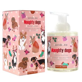ROMIIE ZOI Christmas Foaming Hand Soap with Gift Box- Naughty Dogs Design, Winter Candy Apple Scented - Holiday Bathroom Soap for Winter Home Decoration and Gifting – 500ml / 16.8oz