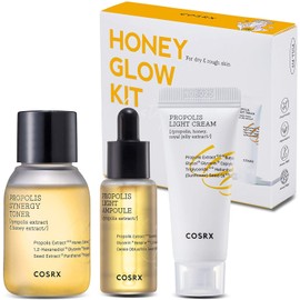 COSRX Honey Glow Kit, Korean Skin Care Set with Propolis Facial Toner, Serum, & Cream, Mini Travel Essentials, Moisture, Hydration, Nourishment, Travel Size Gift, Stocking Stuffers, Holiday Gift set