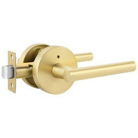 Goldenwarm Gold Door Handles Interior, Zinc Alloy Heavy Duty Brushed Gold Interior Door Handles for Bedroom Bathroom, Modern Round Privacy Door Levers (1 Pack)
