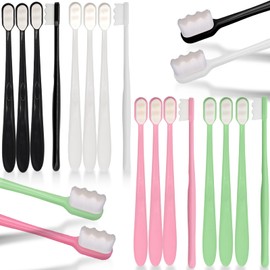 Scettar 16 Stück Nano Zahnbürste Handzahnbürste 20.000 Ultraweiche Nano-Borsten Zahnbürste Weich für Zerbrechliches Zahnfleisch Erwachsene，Kinder，Senioren und Zahnspangen(Schwarz, Weiß, Grün, Rosa)1