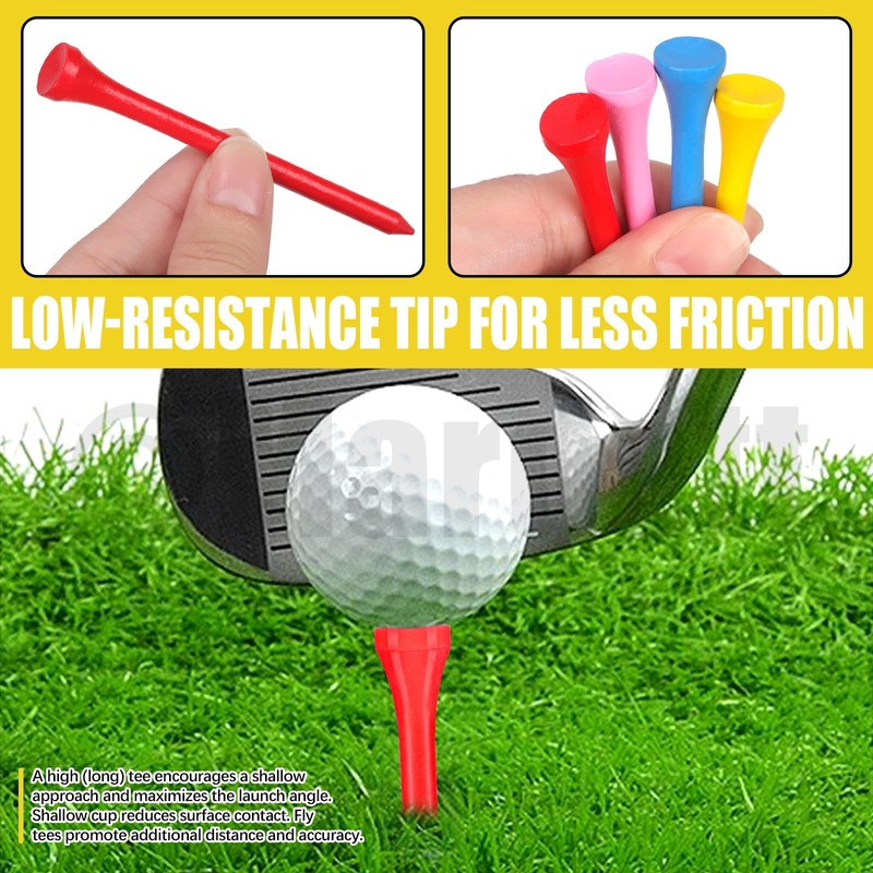 Mardatt 180Pcs Golf Tees, 1-3/5"(42mm), 2-1/8"(54mm), 2-3/4"(70mm), 3-1/4"(83mm) Bamboo Golf
