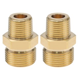 YINETTECH 2pcs Brass Pressure Washer Coupling 3/8" NPT Male to M22 14mm Male Adapter Fitting 4500 PSI Male Thread Pressure Washer Hose Connector Converter