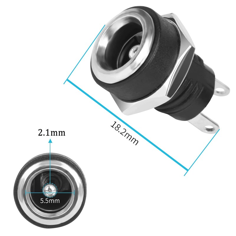 GERUI Pack of 50 DC Socket 5.5 x 2.1 mm