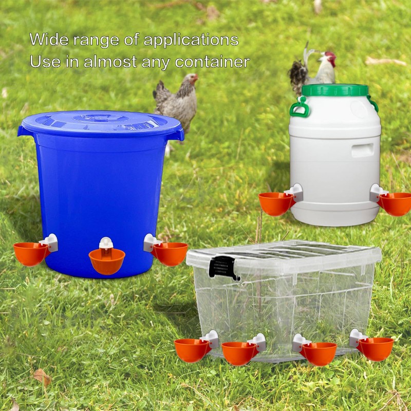 Automatic Chicken Waterer Cups, 6-Pack No Waste Poultry Watering System