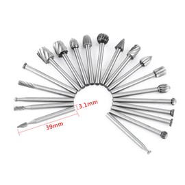 20pcs 1/8" Bearing Steel Rotary Burrs Rotary Files for Metal Plastic Woodworking Carving Tool Set Shank