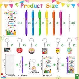 ANGOLIO Back to School Gifts for Students - 230Pcs Welcome First Day of School Student Teacher Gifts Bulk with Ballpoint Pens Bookmarks Keychains, Classroom Reward Birthday Party Favor for Boys Girls