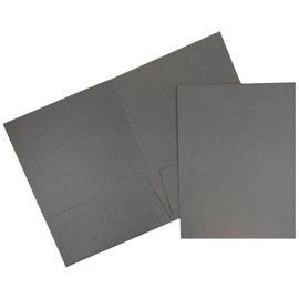 JAM PAPER Two Pocket Textured Linen Presentation Folders - Letter Size Business Folder - Gray - Bulk 25/Pack