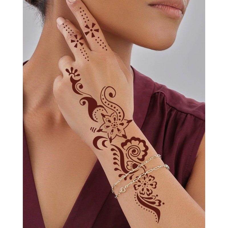 8 Sheets Tattoo Stencil Hollow Drawing Black Mehndi Body Art