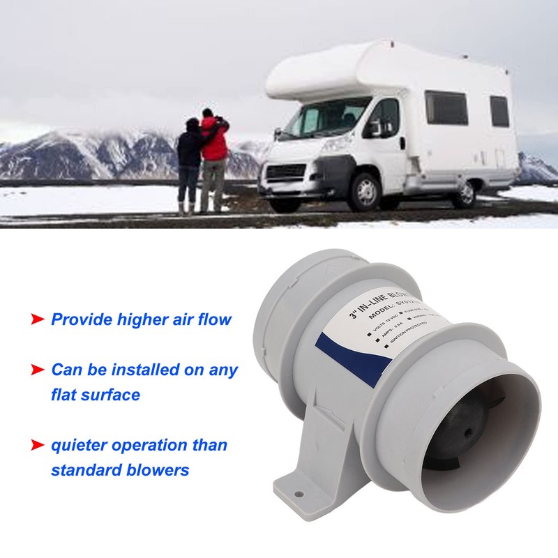 12V Inline Blower, Quiet Operation 3 Inch Inline Duct Fan