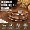 JAVMOO Leather Wrap Bracelets for Women Boho Multi-Layer Cuff Bangle