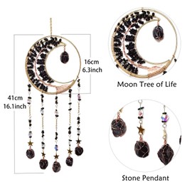 RAGKUU Black Dream Catcher Wall Decor Crystal Tree of Life Dream Catchers with Stone Pendant Handmade Dreamcatcher Wall Hanging Ornament for Bedroom Living Room Home Decor