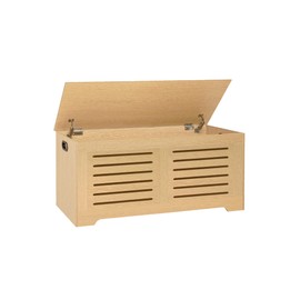 DINZI LVJ Storage Chest, 43.3”Wooden Storage Box with 2 Safety Hinges, Entryway Shoe Bench with Flip-Top, Farmhouse Style Trunk for Living Room, Bedroom, Play Room, Easy Assembly, Natural