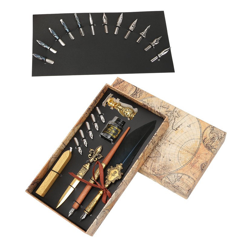 Feather Pen Set Retro British Creativity Writing Suit for Business
