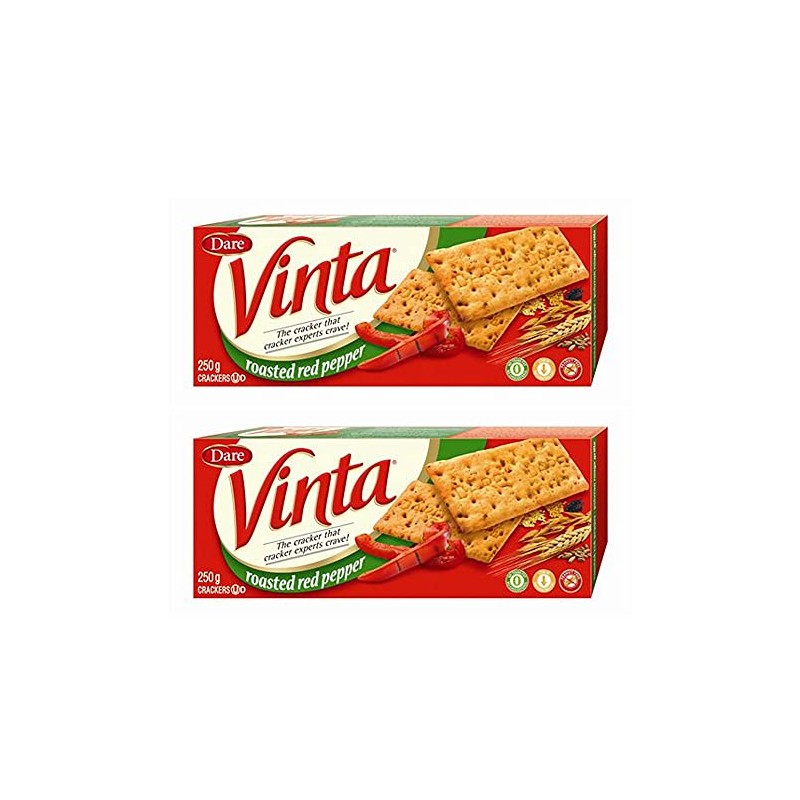 Vinta Roasted Red Pepper Crackers, Dare, 250g/9oz, 2-Pack {Imported from