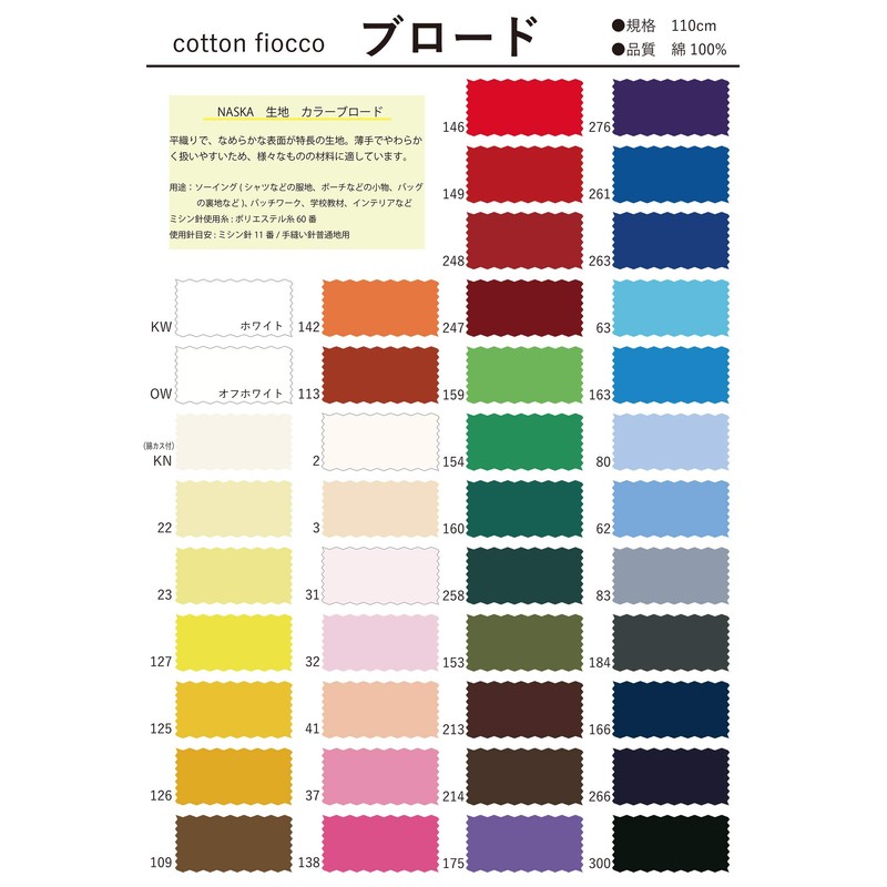 NASKA 生地 カラーブロード 約110cm幅×1mカット col.159 ライトグリーン CF8500 手芸・ハンドメイド用品