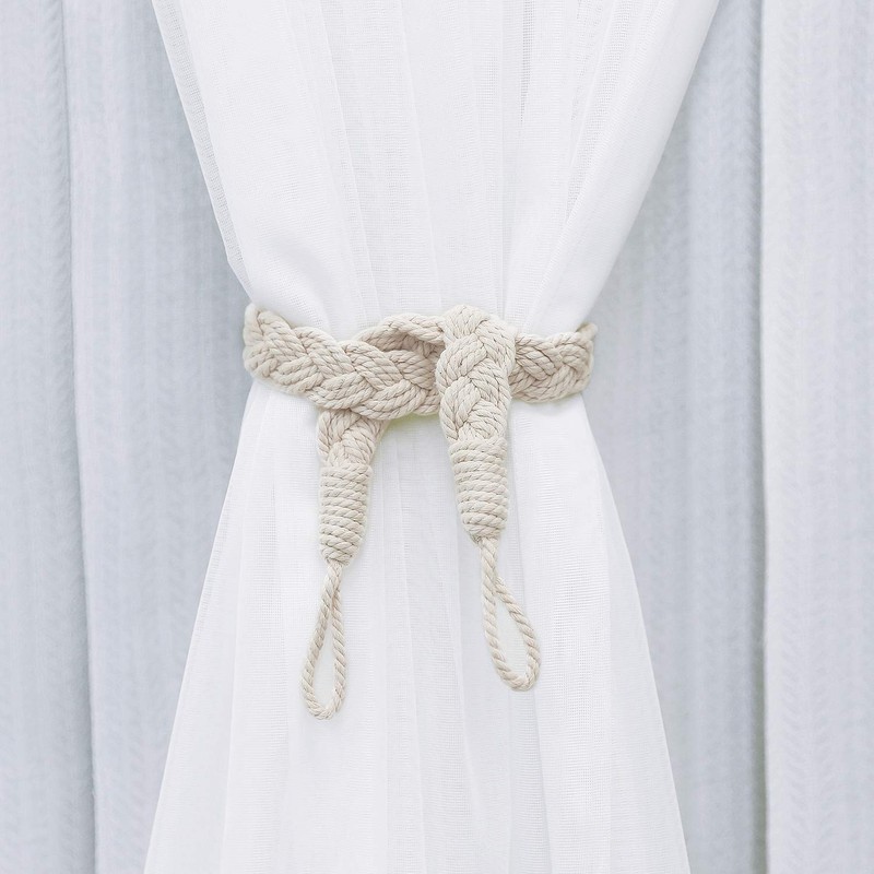 Set of 2 Lewondr Curtain Tiebacks Braid Rope Tiebacks Easy