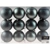 Set Of 12 Large Graphite Grey Christmas Tree Baubles Decorations