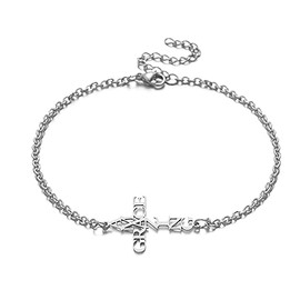 zouwii Amazing Grace Cross Pendant Bracelet Easter Gift Stainless Steel Letter Bracelet Pendant Decoration Gift with Pattern of Amazing Grace Birthday Gift Grace Jewelry