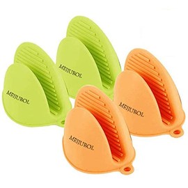 2 Pairs Mini Oven Mitts Silicone Heat Resistant Cooking Pinch Gloves Potholder for Kitchen Cooking & Baking