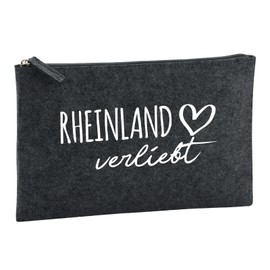 Huuraa Kulturbeutel Rheinland verliebt Geschenk 1 Liter Charcoal Filz Rheinland Geschenkidee