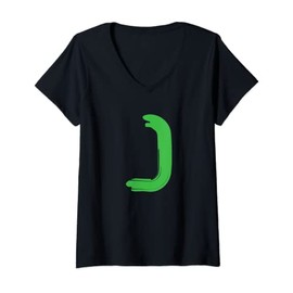 Womens Creative Bold Green Letter J - Design Alphabet - Marker V-Neck T-Shirt