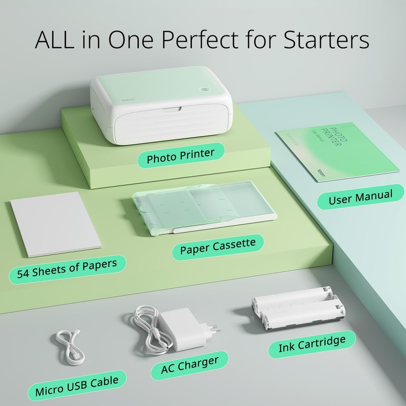 YOTON Photo Printer, Picture Printer with 54 Sheets (4"x6") &