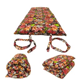 Danfuton Queen Floor Rolling Futon Mattress, Cotton Shikifuton Bed Ma3x60x80 Red Tropical