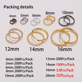 Wambere Pack of 200 8 mm Key Rings, DIY Key Rings Accessories, Round Key Rings, Small Metal Rings, Connectors for Jewellery, Keys, Necklaces, Bracelets, Black