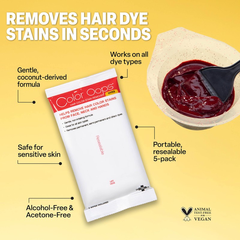 Color Oops Hair Color Remover Wipes, 5 Count, Coconut Oil