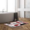 DSMEUE Red Black Geometric Bath Mat White Gray Modern Geometry