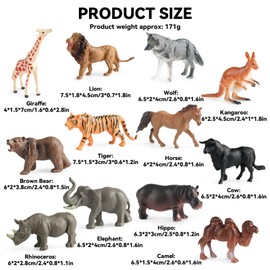 WJWINER Pack of 12 Safari Animals Figures, Realistic Wild Zoo Animals, Jungle Zoo Animals Figures, Animal Figures Set, Forest Animals Figures for Cakes, for Birthday Party Decorations