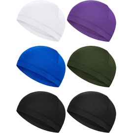 Boao 6 Pieces Helmet Liner Skull Caps Sweat Wicking Cap Running Hats Cycling Skull Caps for Men Women (Vivid Colors, Large)