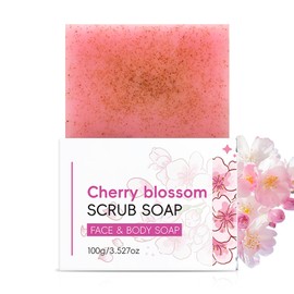 Cherry Blossom Scrub Soap for Face & Body - Natural Handmade Sakura Soap Bar