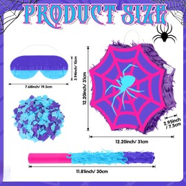 Arrowbash Purple Spider Piñata for Birthday Decoration Small Piñata for Spider Favors Birthday Gifts with Blindfold Stick and Confetti for Adult Celebration