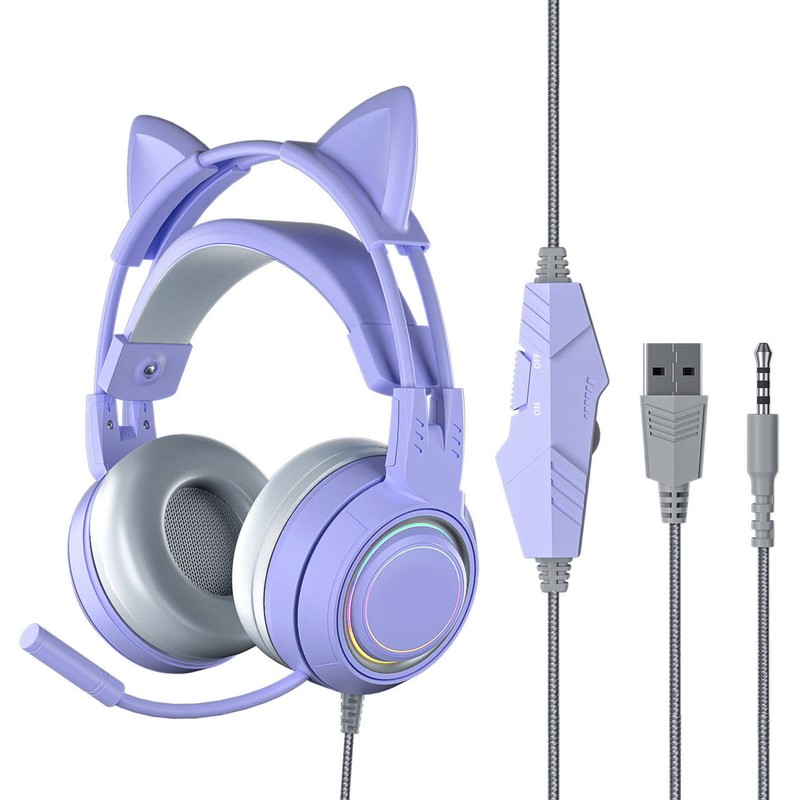 Cat Ear Headphones with Noise Reduction Mic for Girls All