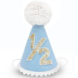 DIIRHUI Boho 1/2 Birthday for Baby Girls Boys Handmade 6 Months Birthday Celebration Natural Boho Hat for Party Outfit Decorations (Blue)