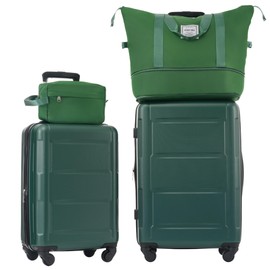 Merax Luggage Sets 2 Piece Suitcase Set, Hardshell 20 IN & 24 IN Suitcase Set with Duffel Bag, Travel Suitcases with Spinner Wheels and TSA Lock(Green)